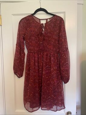 Boho Front Tie Neckline Chiffon Dress and Matching Slip